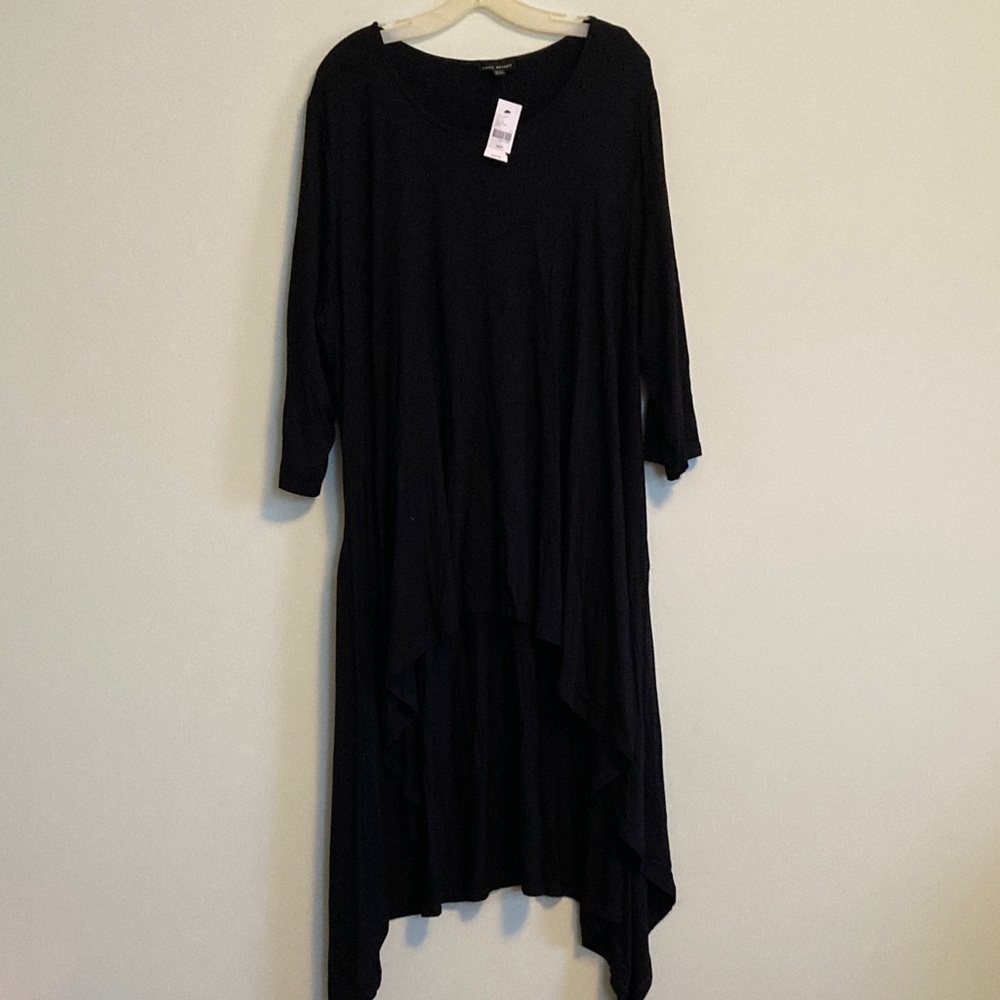 Lane Bryant Black Asymmetric High-Low Long Sleeve Dress